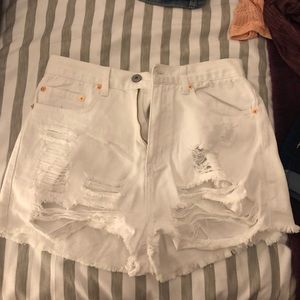 White jean shorts - high waisted